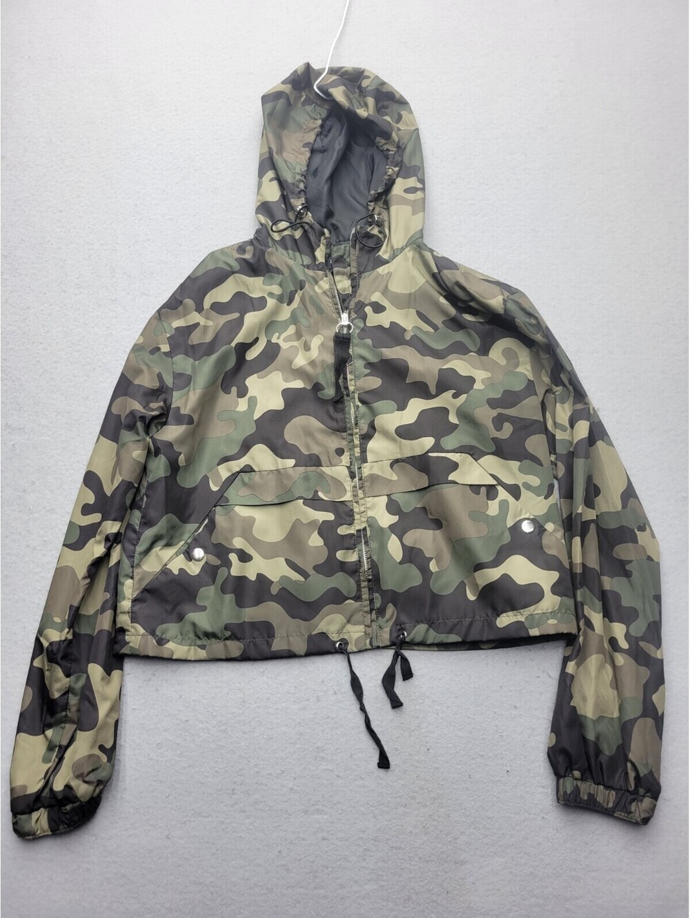 Love Tree Women's Jacket Large Green Windbreaker Camouflage Short Long Sleeve